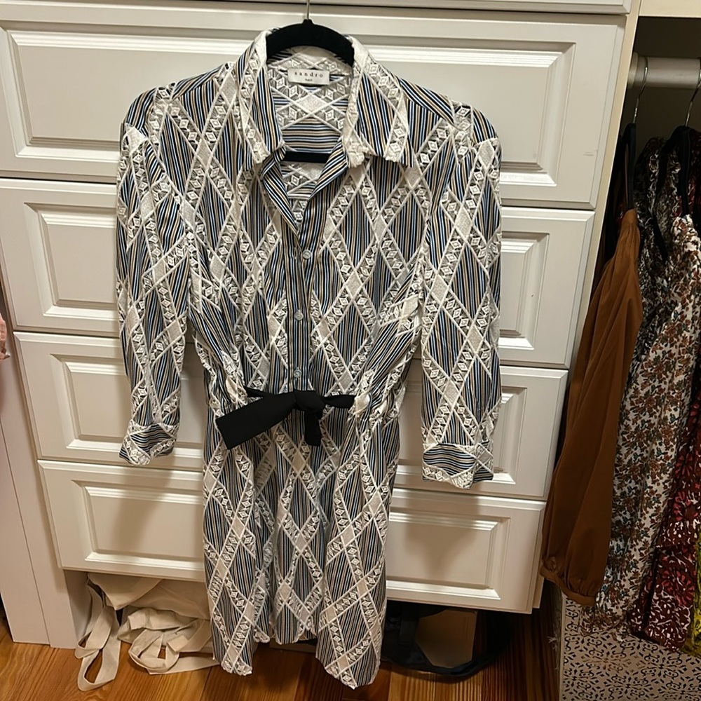 Sandro shirt dress with lace detail